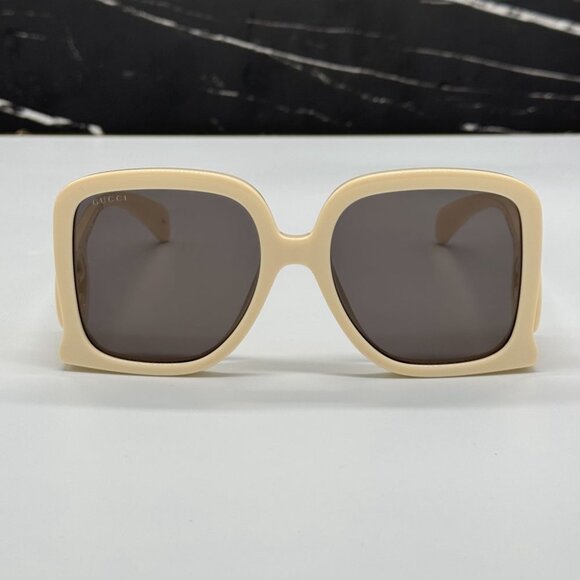 NEW GG1326S 009 GUCCI SUNGLASSES OVERSIZED IVORY GREY WOMEN EYEWEAR GUCCI - Picture 6 of 13
